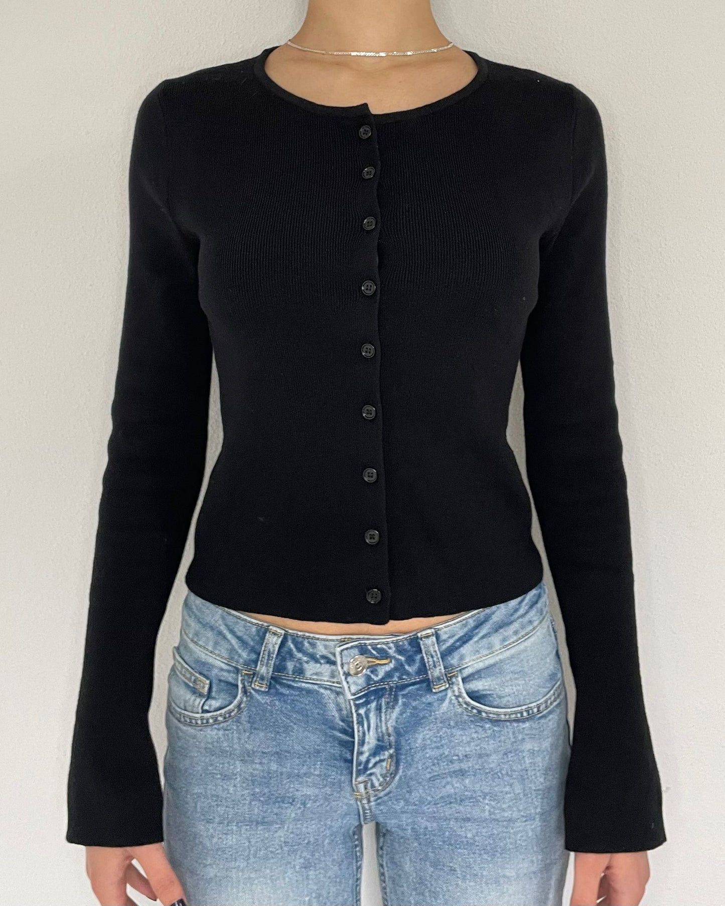 Black Cotton Cardigan